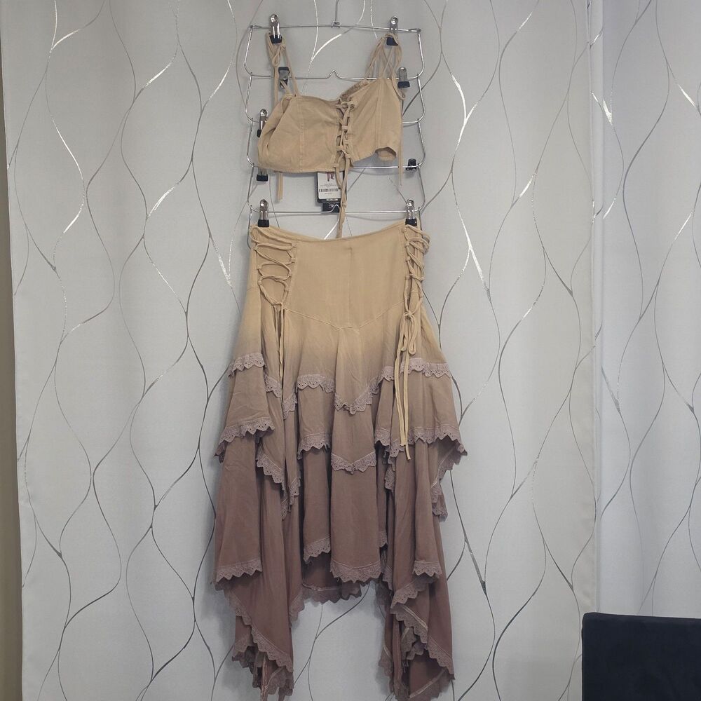 Dolls Kill Current Mood Dip Dye Asymmetrical Hem Skirt - Picture 2 of 10